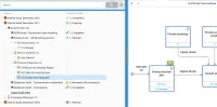 The CtrlDocs audit module in M-Files: internal audits from 2016 to 2018 with workflow states, audit events such as a GDPR audit of recruitment data and a process audit of HR recruiting, with ISO statements and linked process diagrams, beside a diagram of the induction process