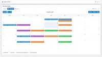 A CtrlPortals calendar for October 2026 in month view, with CAPA tasks, change-request tasks, document training records and recorded issues on their due dates, each kind in its own colour
