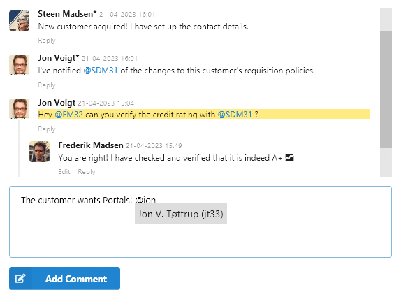 Screenshot of the nested comments feature in Custom User Interface - CtrlPortals