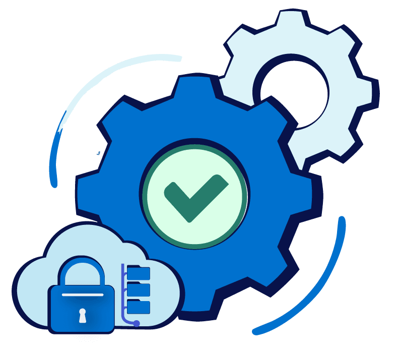 Icon showing configure‑once setup for templates, rules, and structures